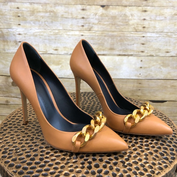 Thomas Wylde Shoes - Thomas Wylde Tan Chain Front Heels Size 37